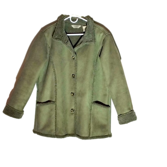 L. L. Bean Faux Shearling Jacket, L, Fern Green - Picture 1 of 8